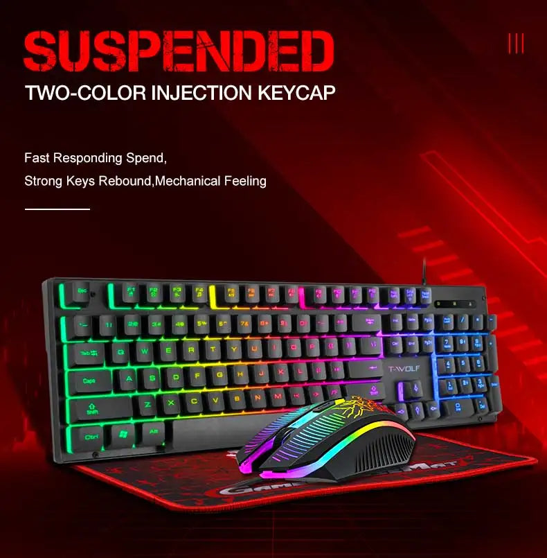 Electronic Sports Set  3 In 1 Wired Backlit Keyboard Gaming Mechanic Kit Waterproof Luminous 104 Key Keyboard Mouse Set 2025 NEW