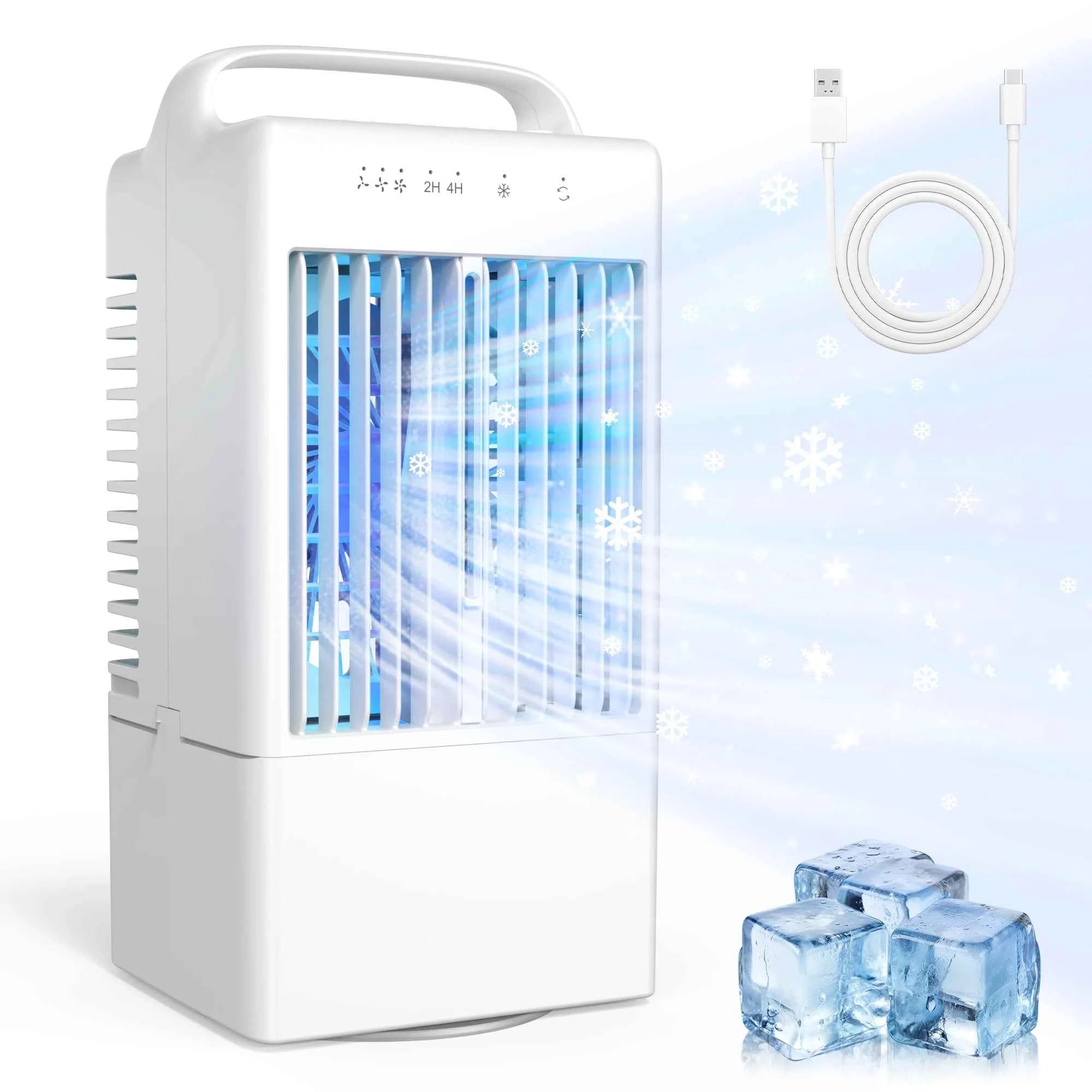 Small Electric Fan with Water and Ice Office Air Conditioning Fan Air-conditioning Fan Desktop USB Portable for Home Bedroom