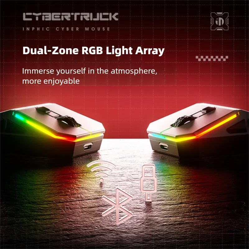 INPHIC YuanChuang-Cyber Three Mode Game Mouse 12800DPI RGB Light Effect Bluetooth Wireless Mouse