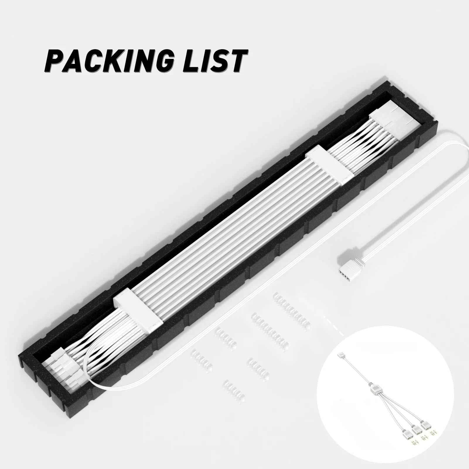 GQZJHOME 24PIN RGB ARGB Extension Cable Kit – 5V 3-Pin Motherboard Sync with 108 LED Beads