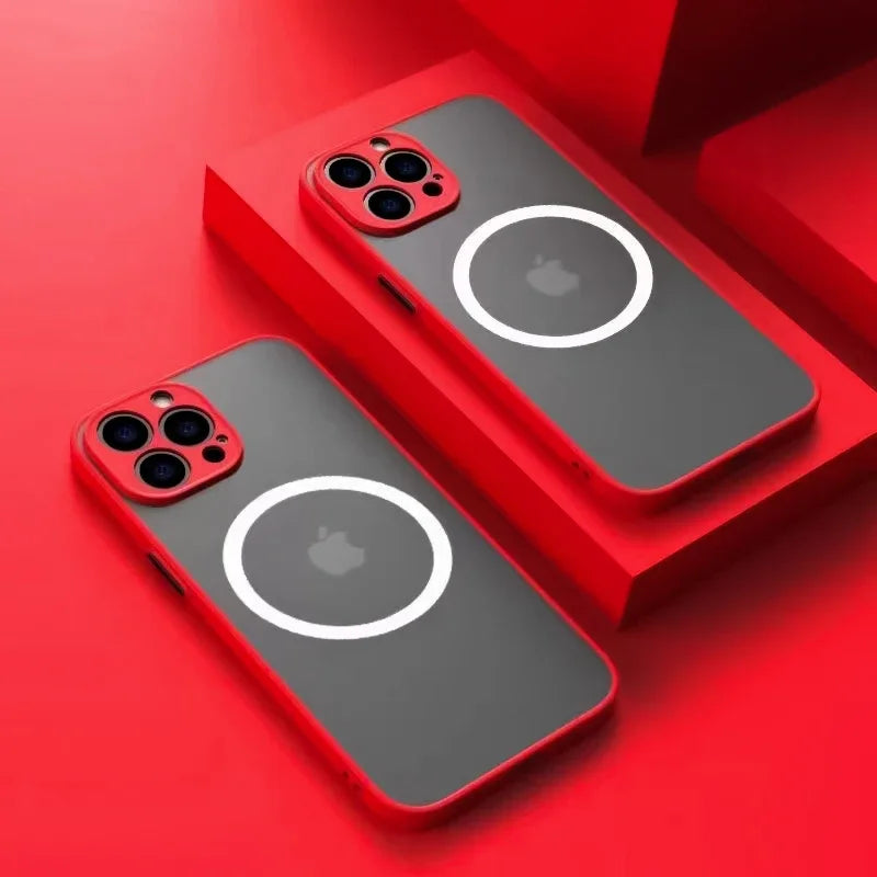 for iPhone 16 15 14 13 12 11 Pro Max Plus Mini XS XR SE 7 8 Case Wireless Charge Magnetic Magsafe Skin Matte Cover Shell Fundas