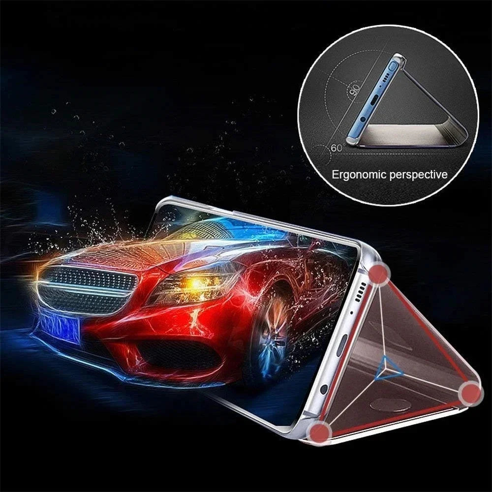 Luxury Smart Case For Samsung Galaxy S25 S24 S23 S22 S21 Ultra S20 S10 S9 Plus S23 FE 5G Mirror Leather Smart Flip Suppor Cover
