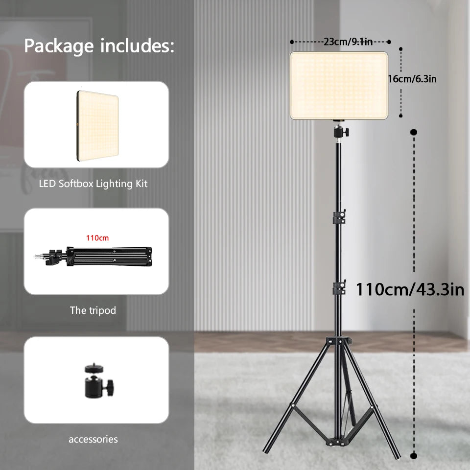 LED Video Conference Lighting with Tripod Bi-Color Selfie Light for Photo Studio Live Streaming TikTok Zoom Eye-catching Photo Studio Lamp