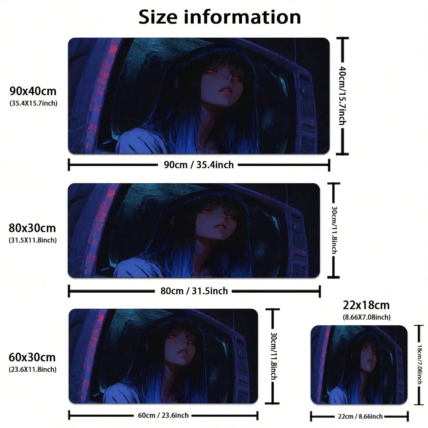 1pc Anime Cool Girl Gaming Mouse Pad, Large Non-Slip Rubber Base Mousepad, Keyboard Mouse Mat, Desk Pad With Stitched Edges For Desk Home Office