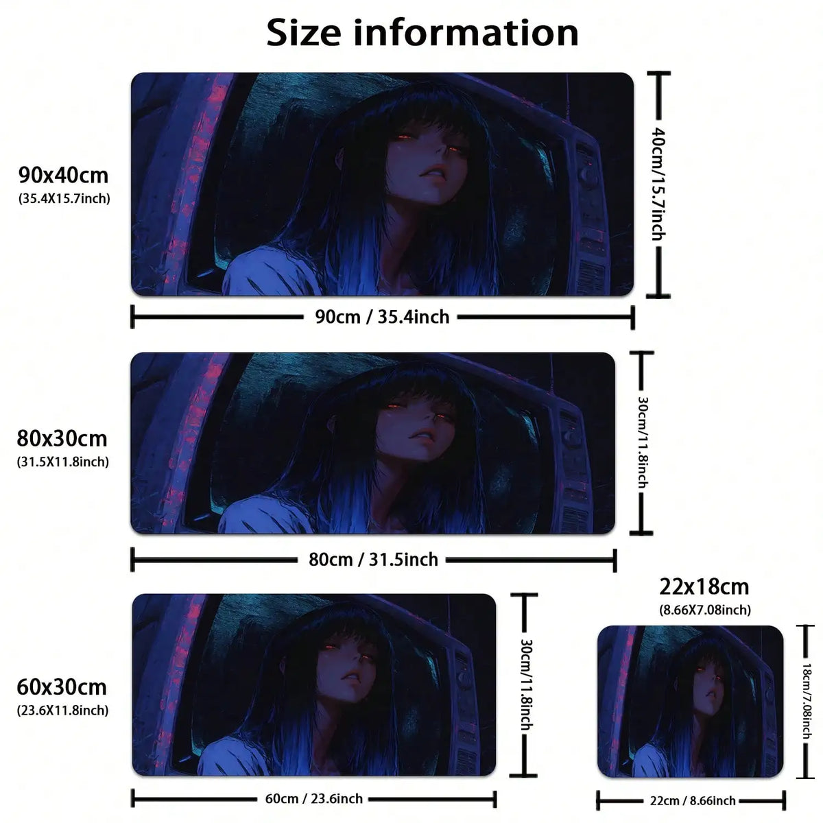 1pc Anime Cool Girl Gaming Mouse Pad, Large Non-Slip Rubber Base Mousepad, Keyboard Mouse Mat, Desk Pad With Stitched Edges For Desk Home Office