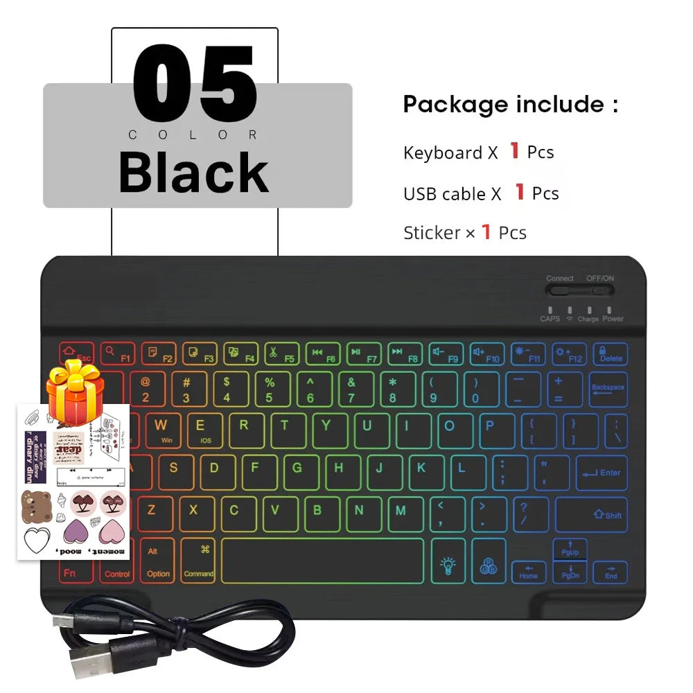 2026 Portable Bluetooth Backlit Keyboard For Xiaomi iPad / iOS Android Windows Tablet Phone Wireless Keyboard With Mouse Spanish