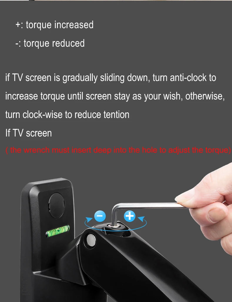 NB F150 Aluminum Gas Spring 3-12kg 100x100 75x75 17'-35' TV Monitor Wall Mount Screen Air Press Wall Bracket Holder Tilt Swivel