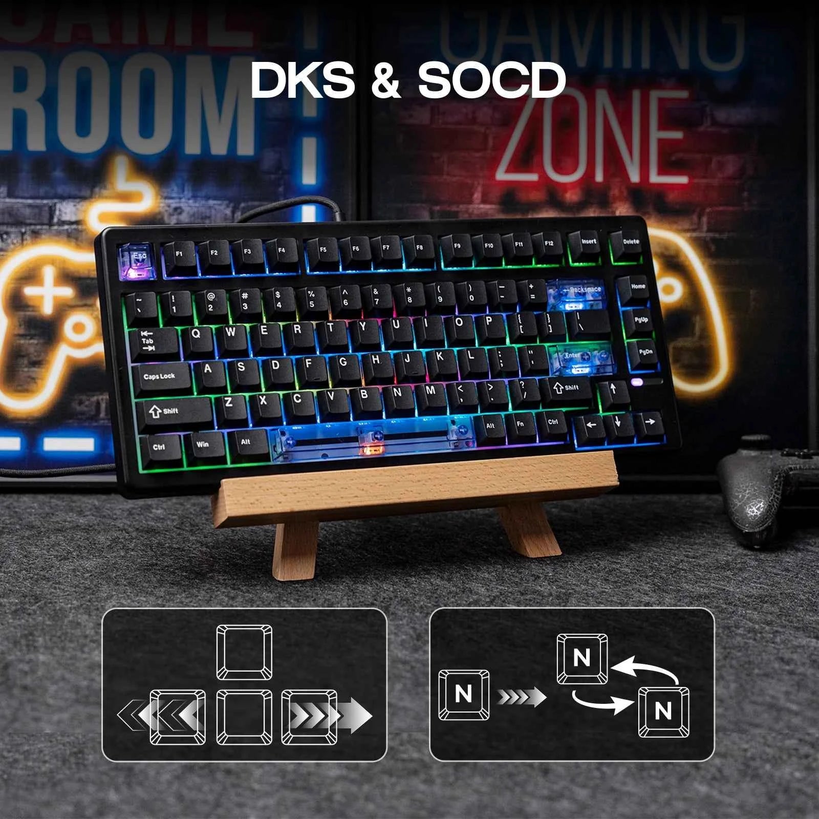 EPOMAKER HE80 75% QWERTY US Layout Hot-Swap Gasket Wired Hall Effect Mechanical Keyboard with DKS & SOCD