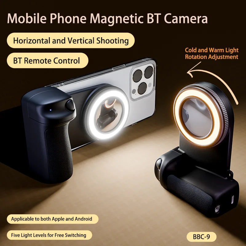 Magnetic Camera Handle Bluetooth Phone Grip Photo Bracket Anti-shake Selfie Device for Android iphone Wireless Charging