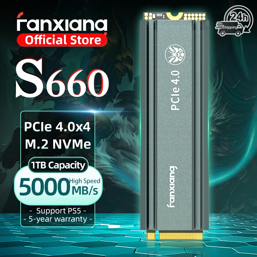 Fanxiang S660 M.2 SSD 500GB 1TB 2TB 5000MB/s M.2 NVMe PCIe4.0x4 SSD Internal Solid State Drive For PS5/PlayStation5 Desktop Pc - WinSupport Tech