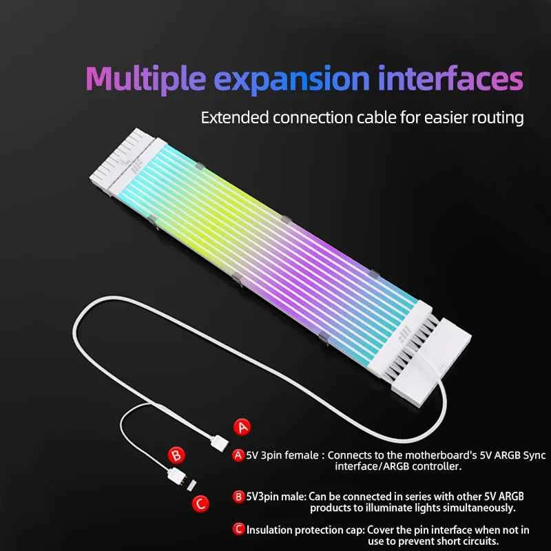 METALFISH ARGB Extension Cable for Computer Power Supply – Motherboard 24PIN & GPU 8PIN, ARGB Sync/Asyn Optional