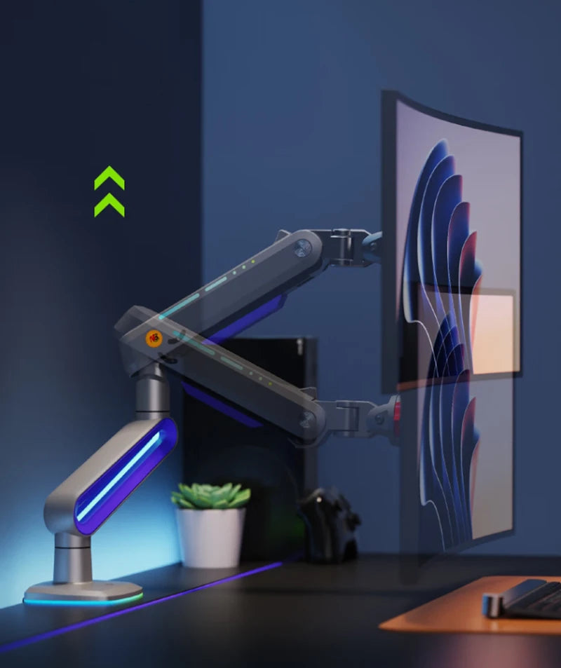 NB G70 F6 E6 Gaming Monitor Arm 32-60 Inch Curved Arc Screen Desktop Ultra Wide Monitor Holder Mount with RGB Light 2-20kgs