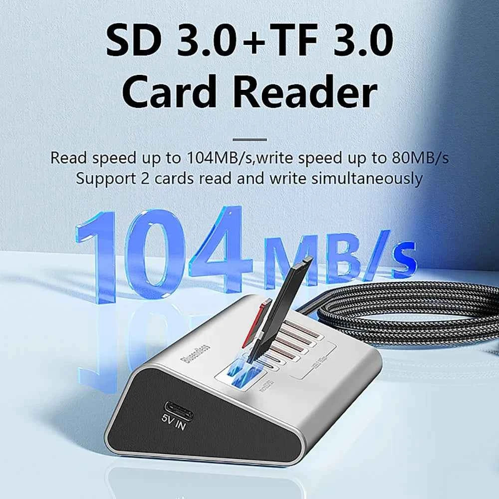 USB 3.2 10Gbps Hub USB Docking Station Type C Splitter with Card Reader Aluminum Alloy Multi 8/9 Ports Switch For PC Laptop