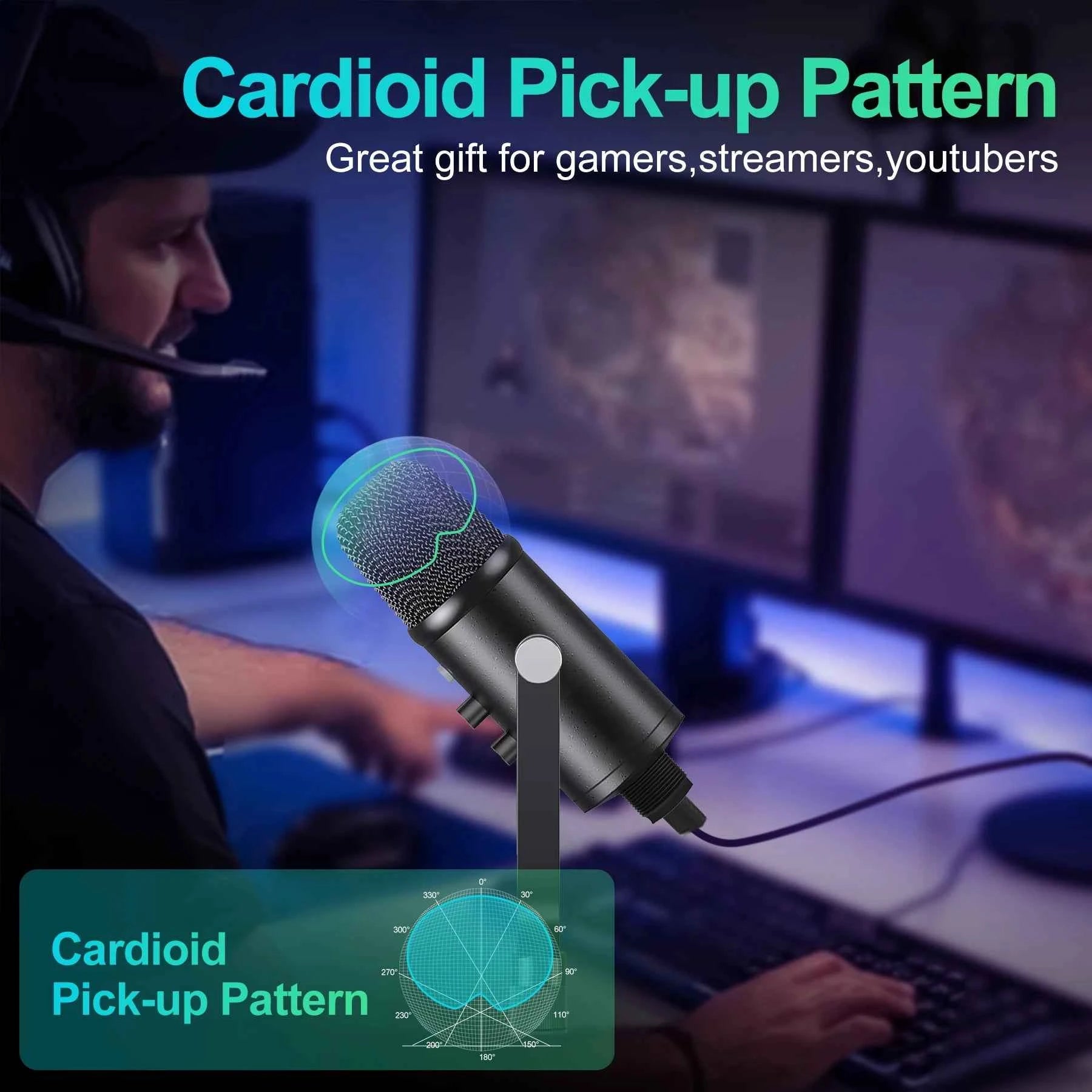 Mercase USB Microphone,Condenser Microphone for Phone,Computer,PS4 and PS5,with Quick Mute,Plug & Play,Cardioid Pickup,Recording