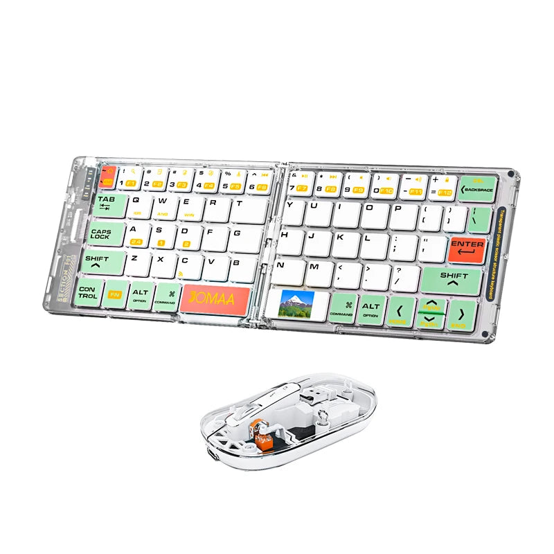 Wireless BT Foldable Keyboard and Mouse Combo,Ultra Slim, Rechargeable, Silent, Portable Travel Keyboard for Laptop,Tablet,Phone