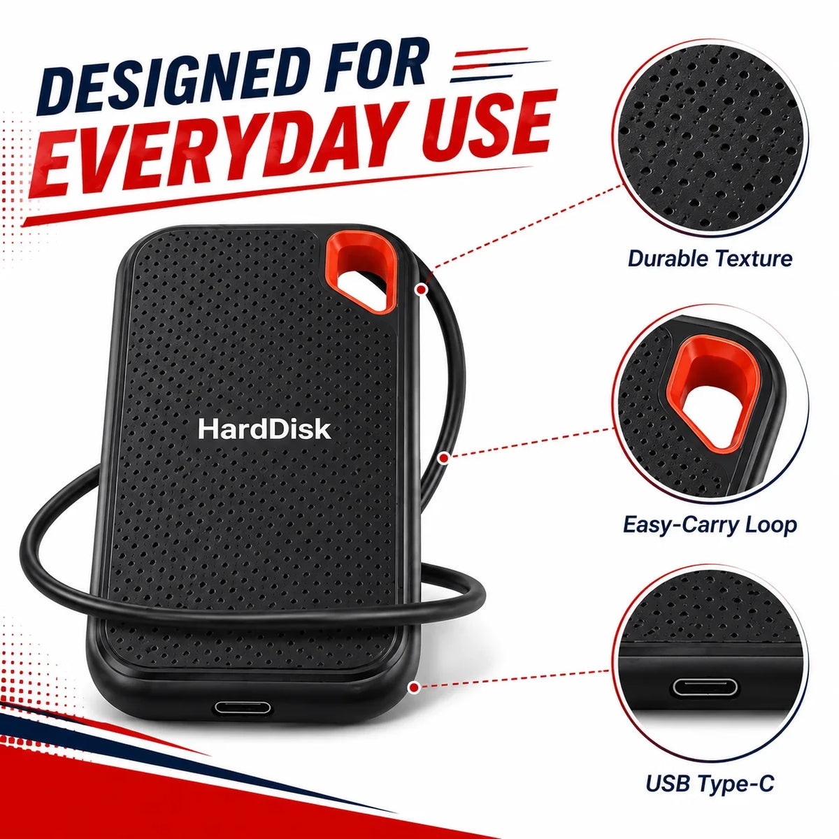 High Performance Portable SSD 4TB External Hard Drive 1TB 2TB Data Backup Storage for Laptop Mac Phone