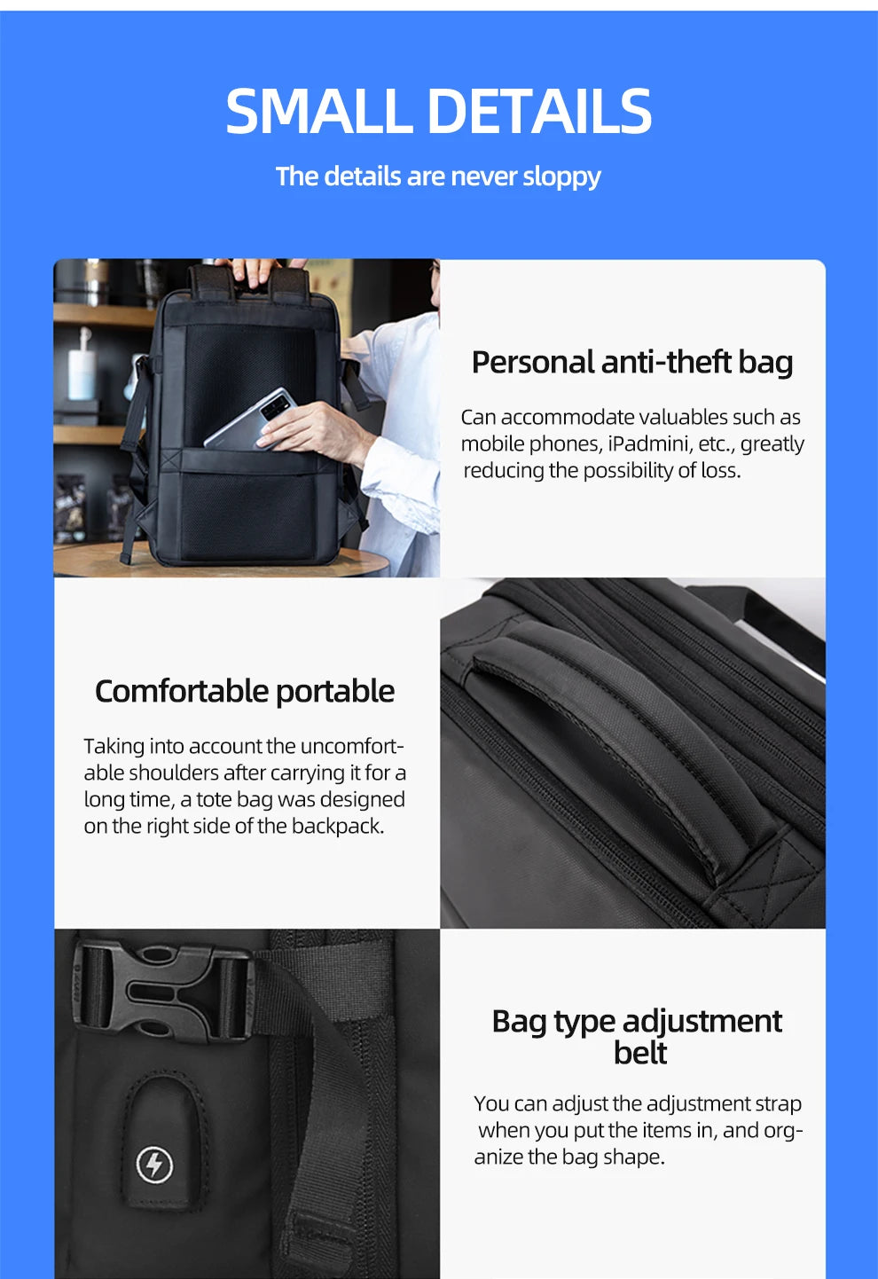 Heroic Knight Travel Laptop Backpack 15.6 Inch – Expandable Waterproof Business Backpack for Men, USB Charging Port, Large Capacity School & Work Bag