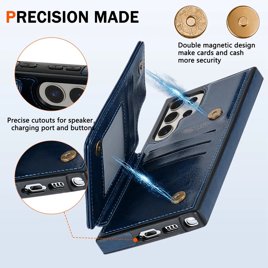 Wallet RFID Blocking Layer Protect Anti-Theft Magnetic Leather Case For Samsung Galaxy S26 Ultra S26 Plus S26 Cover