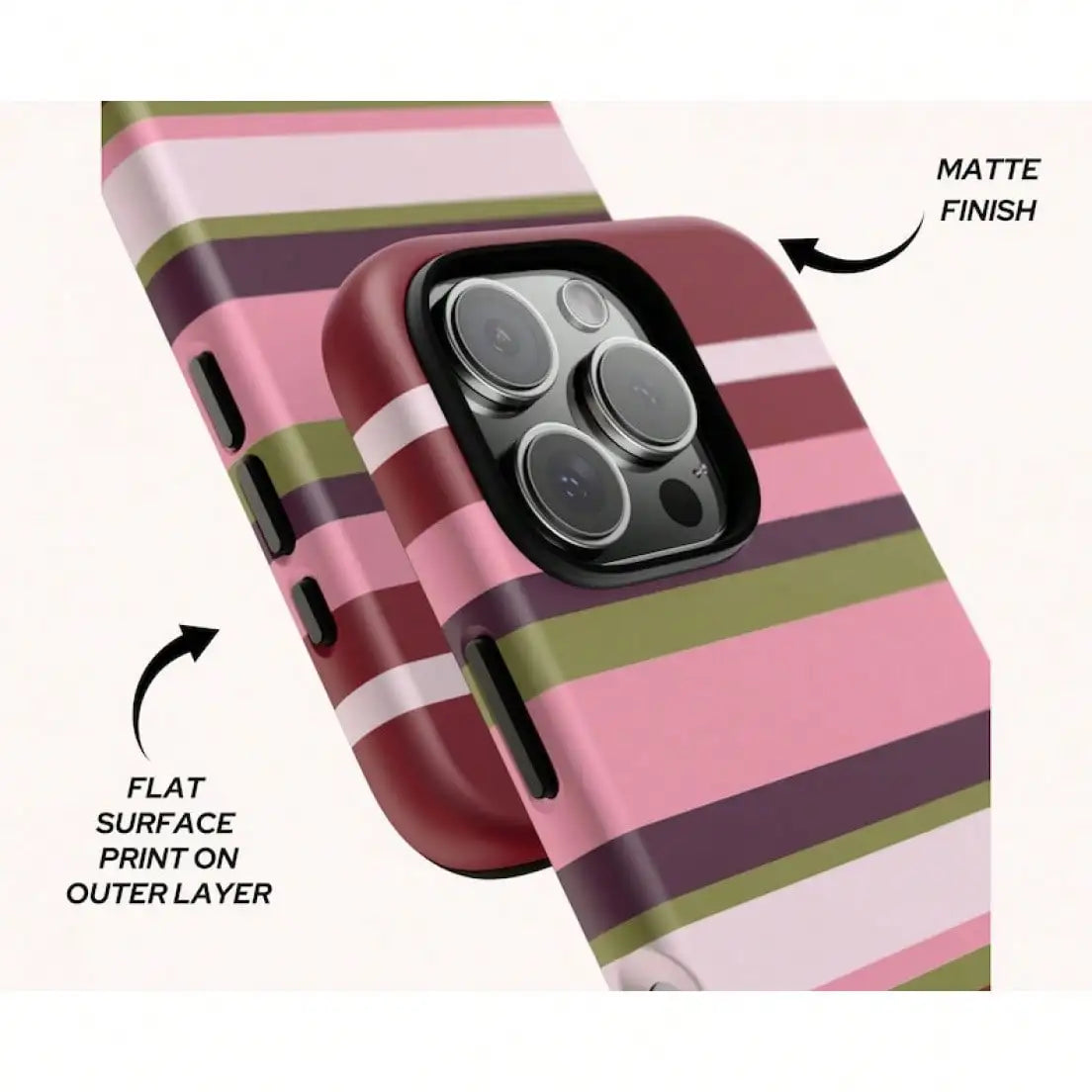 And Pink Striped Phone 16 15 14 13 And S25 S24 S23 Phone Cover Striped Phone Cases IphoneCreative Cartoon Phone, Shockproof And