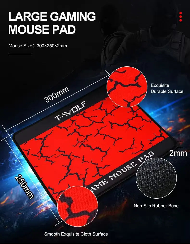 T-WOLF Thunderwolf TF880 Wired Keyboard, Mouse, Headphones and Audio Five-piece E-sports Game Enjoy Super Fast Moving Speed.