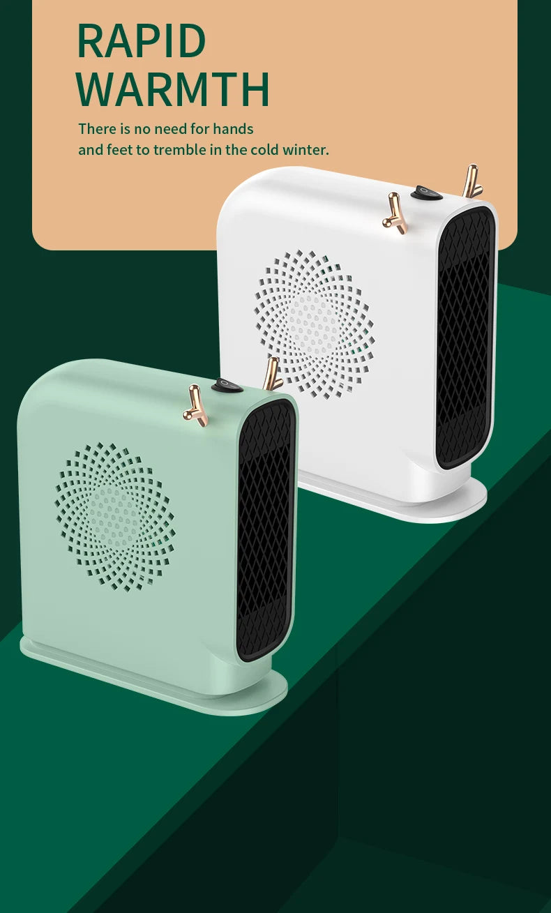 Mini Electric Heater Portable Desktop Low Consumption Warm Heating Fans for Home Office Hand Foot Warmer Heater for Winter 500W