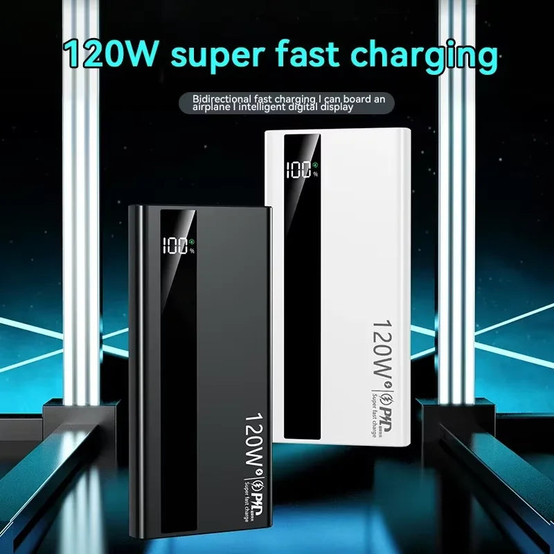 Lenovo 120W 500000mAh Capacity Power Bank Portable Super Fast Charging LED Digital Display External Battery for iPhone Samsung