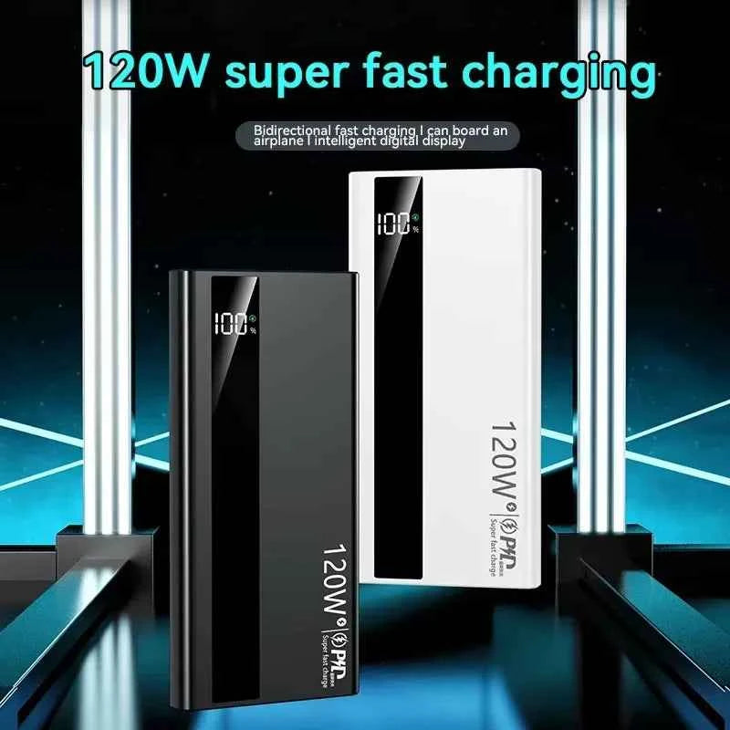 Lenovo 120W 500000mAh Capacity Power Bank Portable Super Fast Charging LED Digital Display External Battery for iPhone Samsung