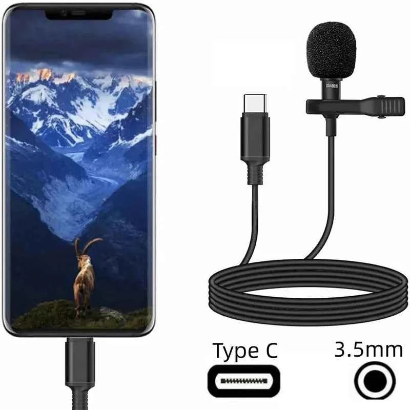 1/3/5pcs Portable 3.5mm/Type C Mini Microphone For Phone Clip-On Lapel Lavalier Professional Mic For PC Laptop Mobile Microphone