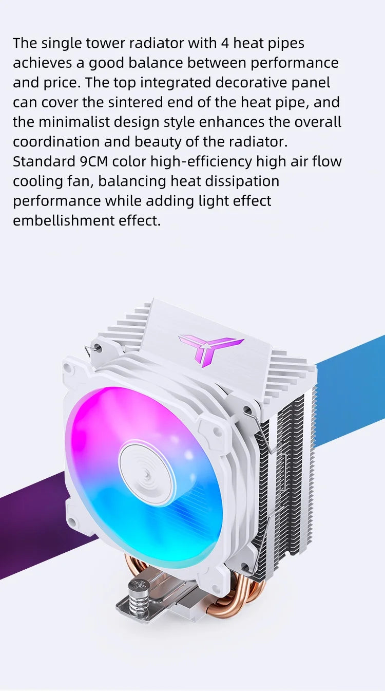 JONSBO CR1400E 92mm CPU Cooler 4 HeatPipes Colorful PWM Processador Air Radiator Silent Fan For LGA1700 1200 1151 1150 AM4 AM5