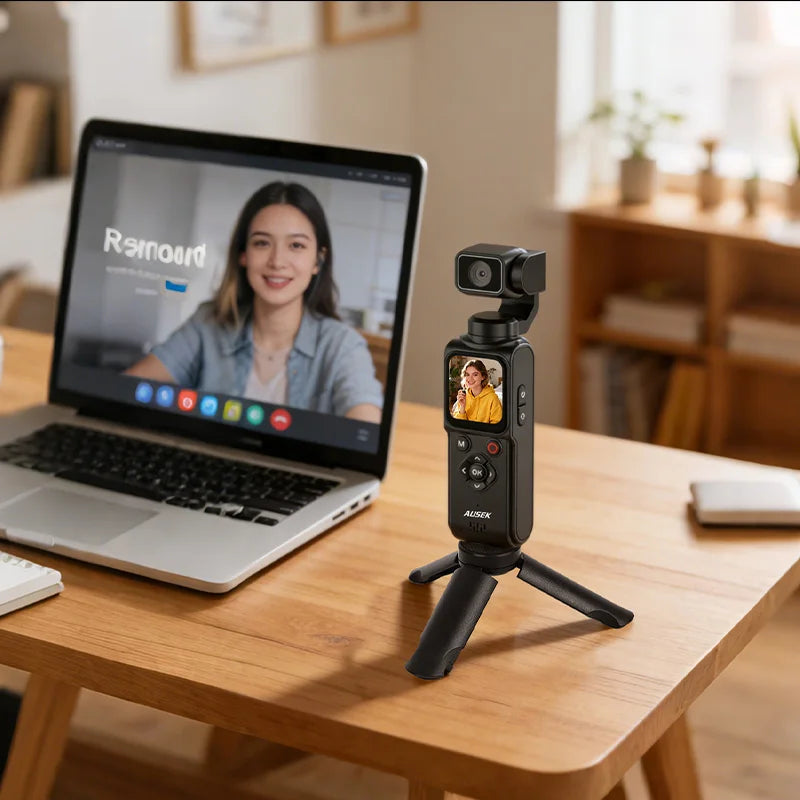 4K Vlog Pocket Gimbal Camera with 330° Face Tracking, 18x Zoom, WiFi, 2400mAh Battery–Handheld Stabilizer for YouTube,TikTok