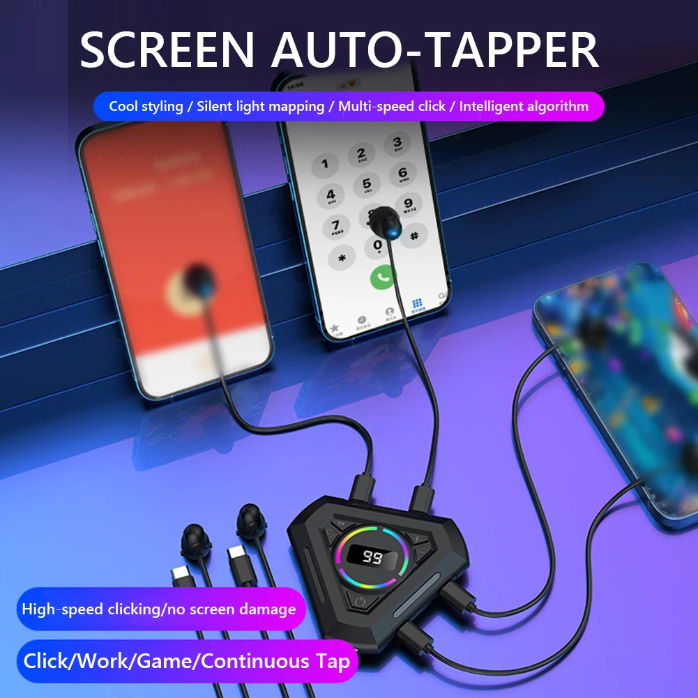 Automatic Clicker Tapper with Adjustable Speed – Silent Auto Click Device with Digital Display & RGB Light for Gaming, Shopping & Live Streaming