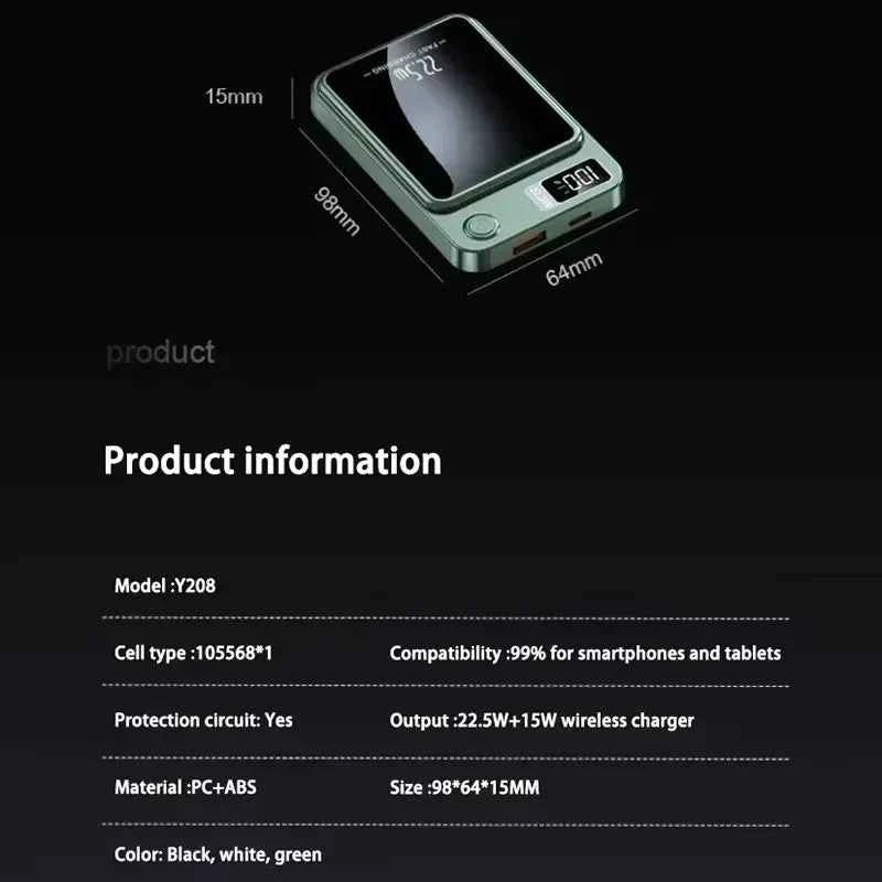 Lenovo New 500000mAh Magnetic Power Bank Fast Wireless Charging Portable Auxiliary Battery for MagSafe Samsung Huawei iPhone