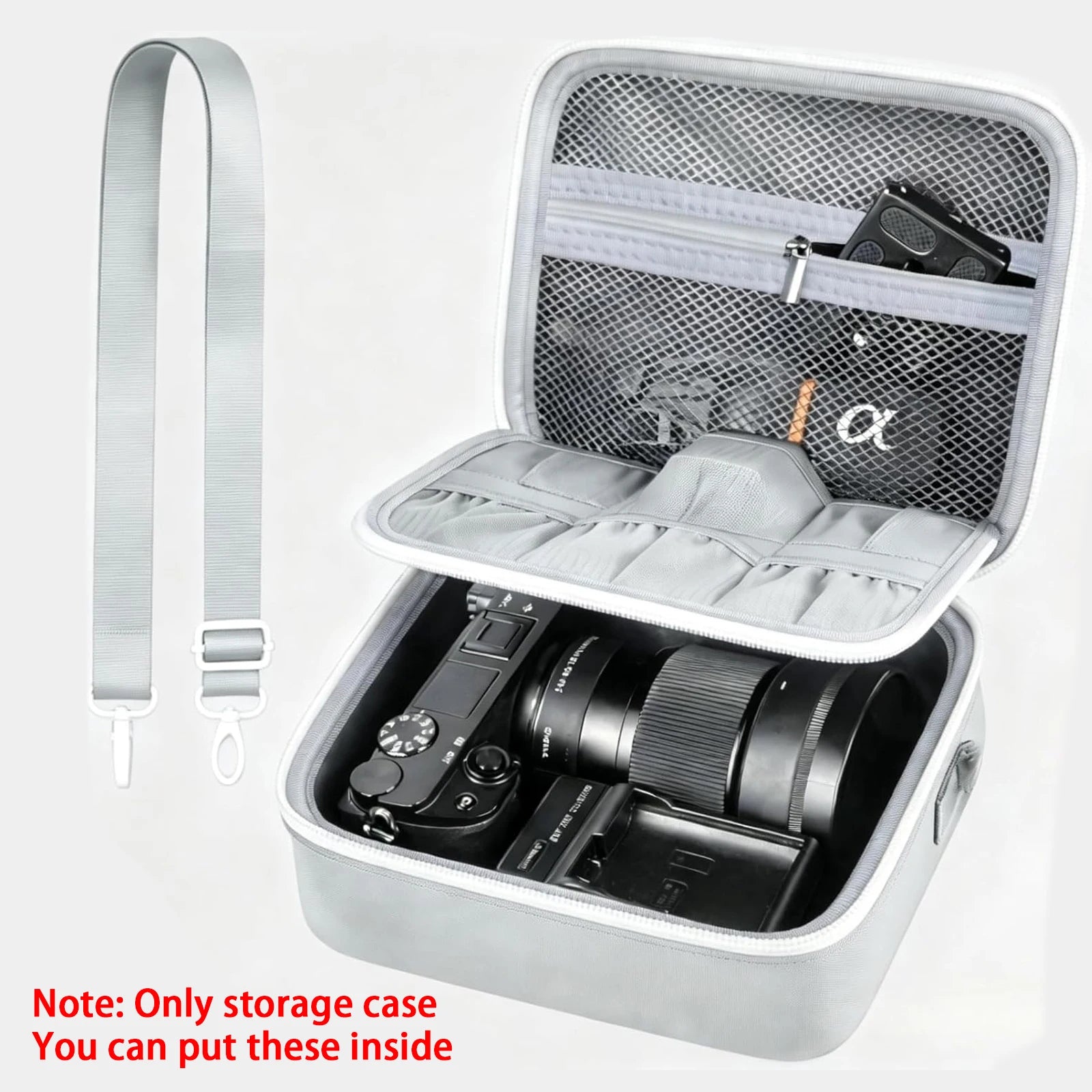 Hard Camera Case for Sony ZV-E10 A6400 A6000 A6100 A6600 A6500 (Medium,Kit Lens Only),Protective Bag with Shoulder Strap & Divid