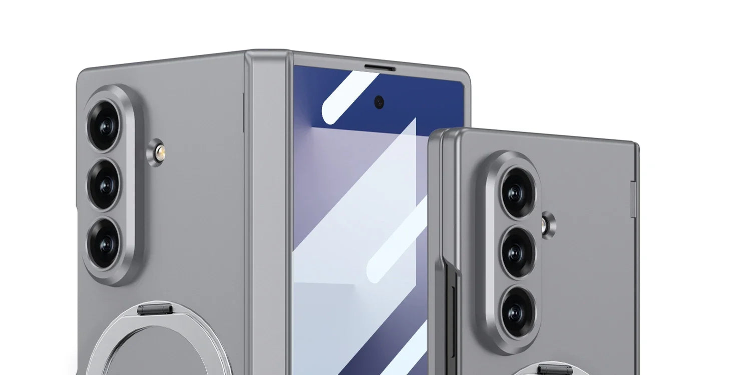 Magsafe Rotating Bracket Case For Samsung Galaxy Z Fold 7 Skin-feel Matte With Glass Film ZFold7 Magnetic Hinge Protective Cover
