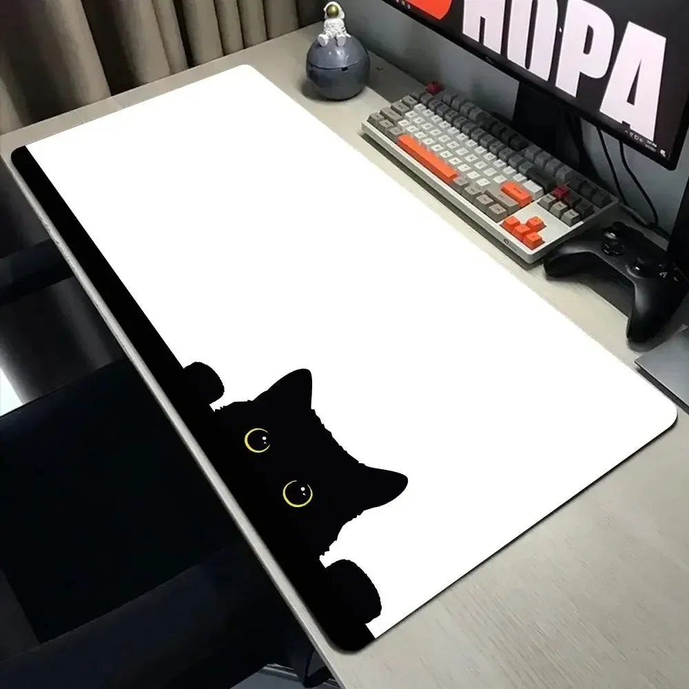 Funny black cat Mouse Pads Cute Cat Computer XXL Mausepad Company Desk Pad Large Kawaii Cushion Office Accessories Rug 300X600