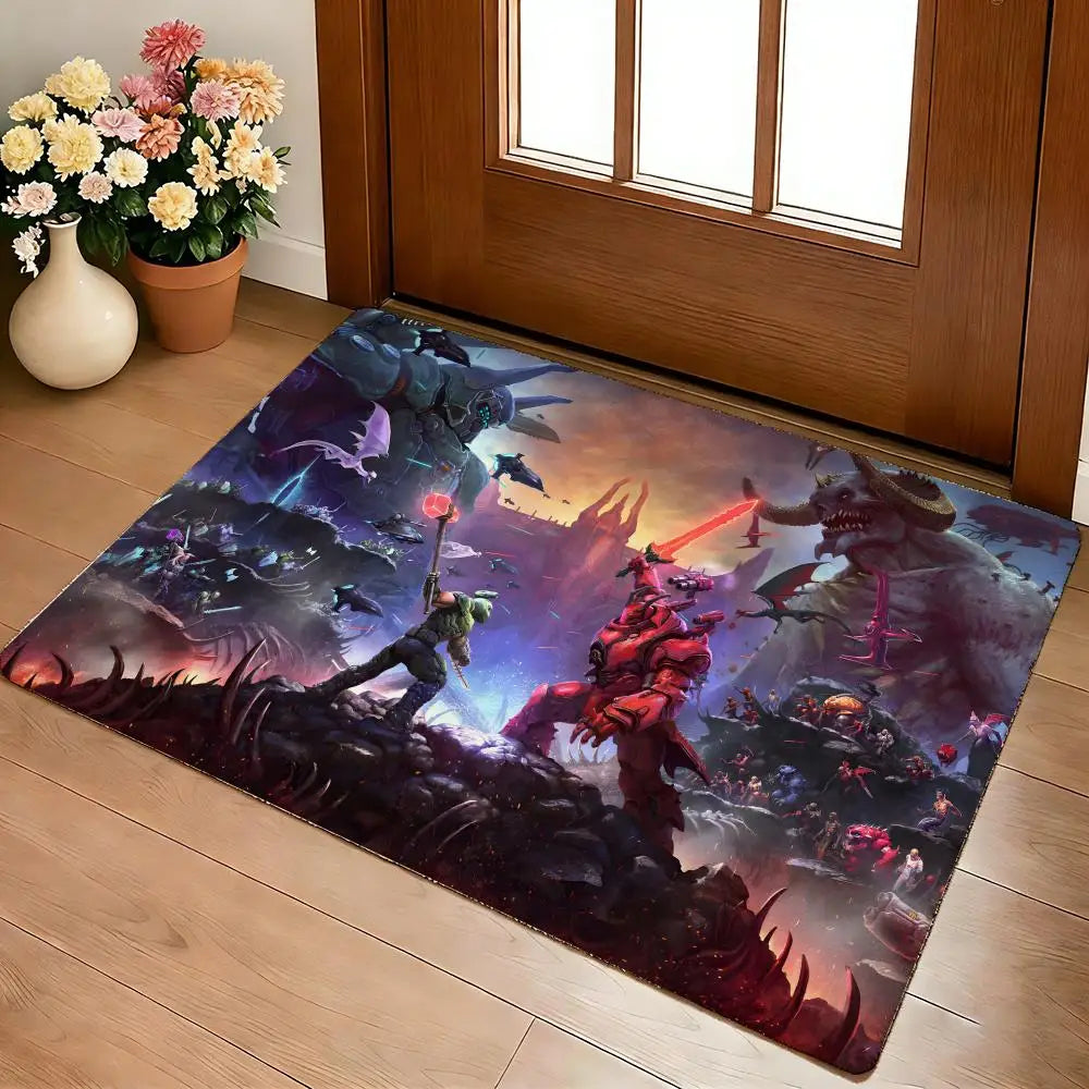 Shooting Game D-Doom Floor Mat Cozy Flannel Soft Thick Non-Slip Mat For Living Room Bedroom Kitchen Decor Rugs