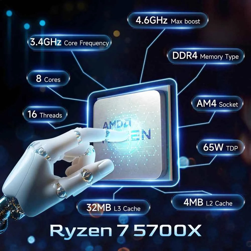 AMD Ryzen 7 5700X (New) 8-Core 16-Thread NEW DDR4 7NM Socket AM4 3.4GHz L3=32M Processor 65W R7 5700X without fan