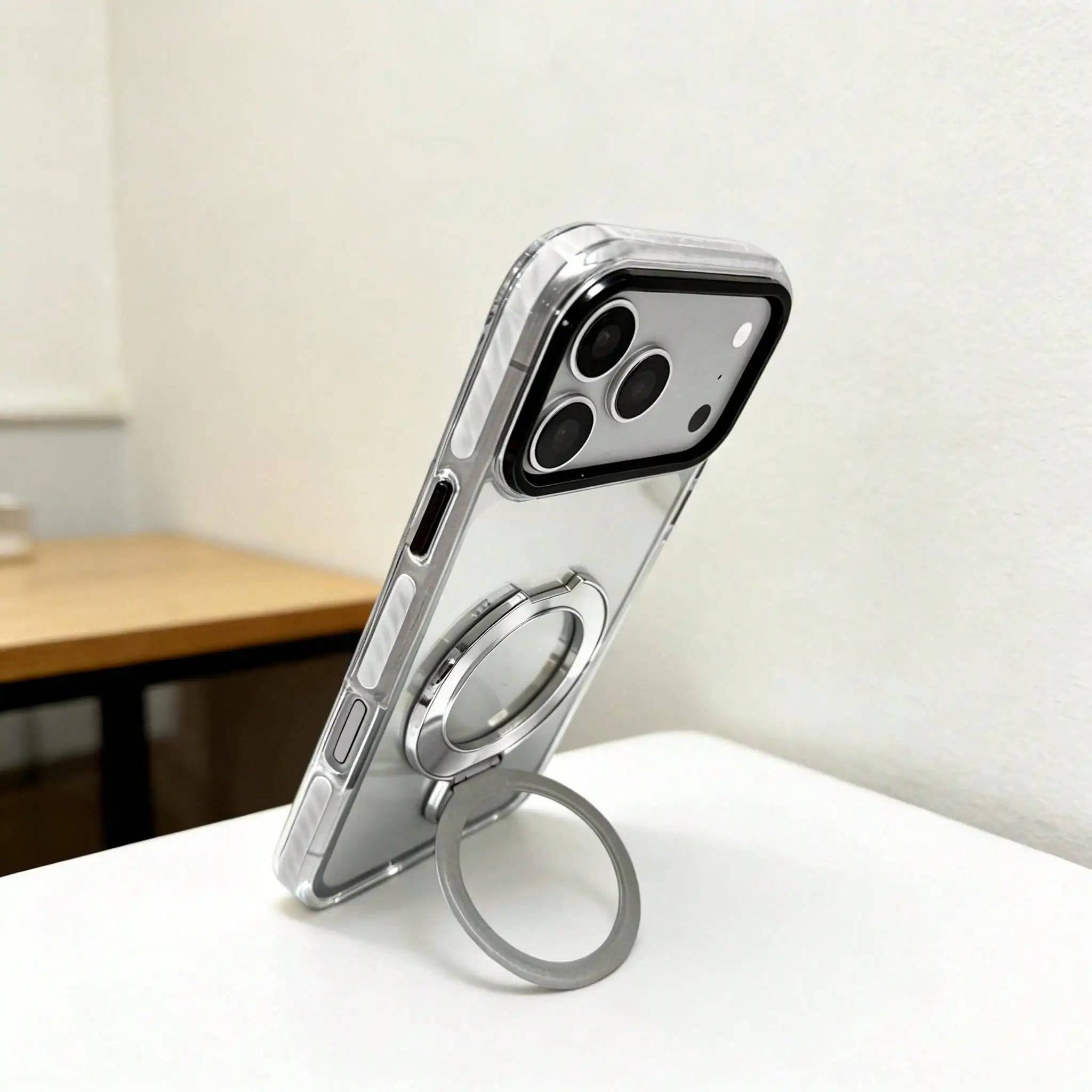 Dual-tone phone case with stand for iPhone 17/16/15/12/13/14 Plus/Pro Max/Air—shock-resistant and durable, with colorful edges