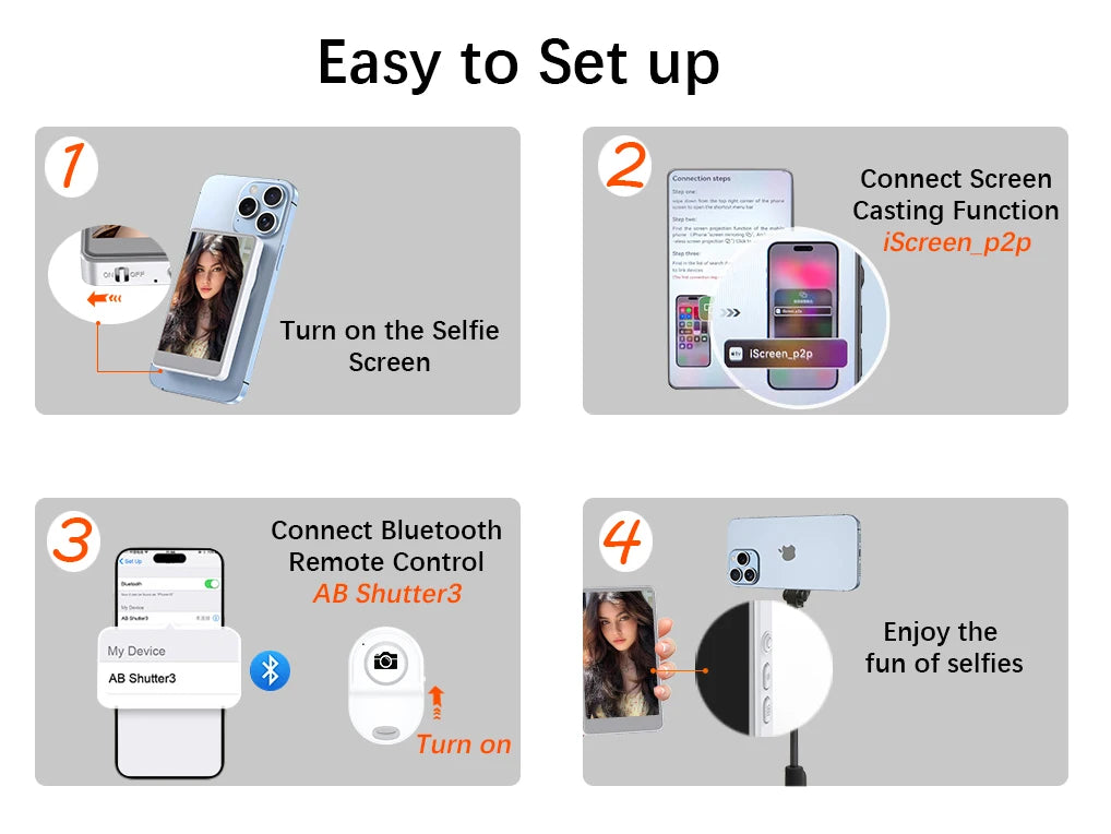 Vlog Selfie Monitor Screen for Phone (Not Support iPhone 17) or Selfie Vlog , Magnetic Mount for MagSafe, Wireless Connection
