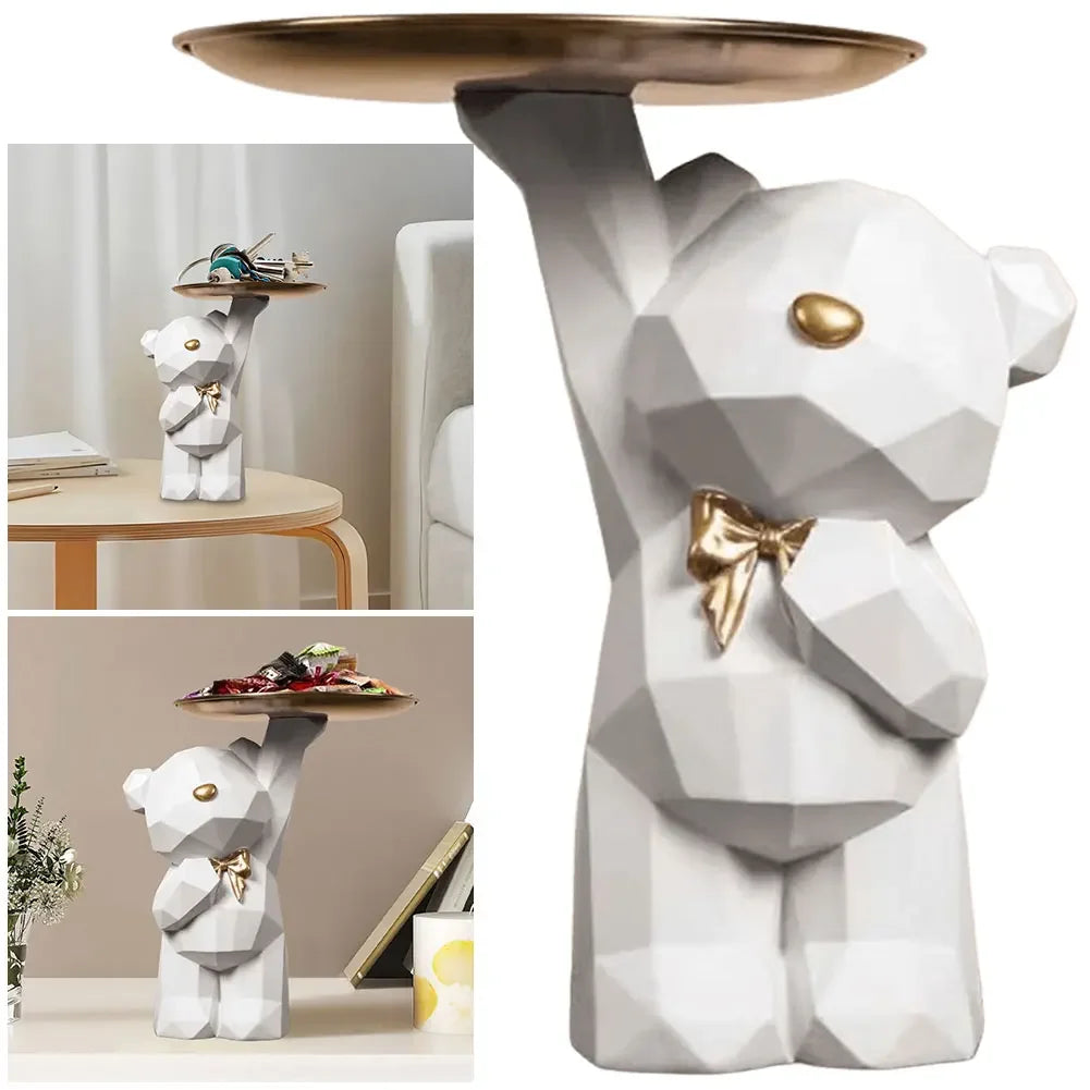 Resin Storage Box Crafts Geometric Bear Resin Desk Decoration Candy Sundries Household Supplies for Office Coffee Shop