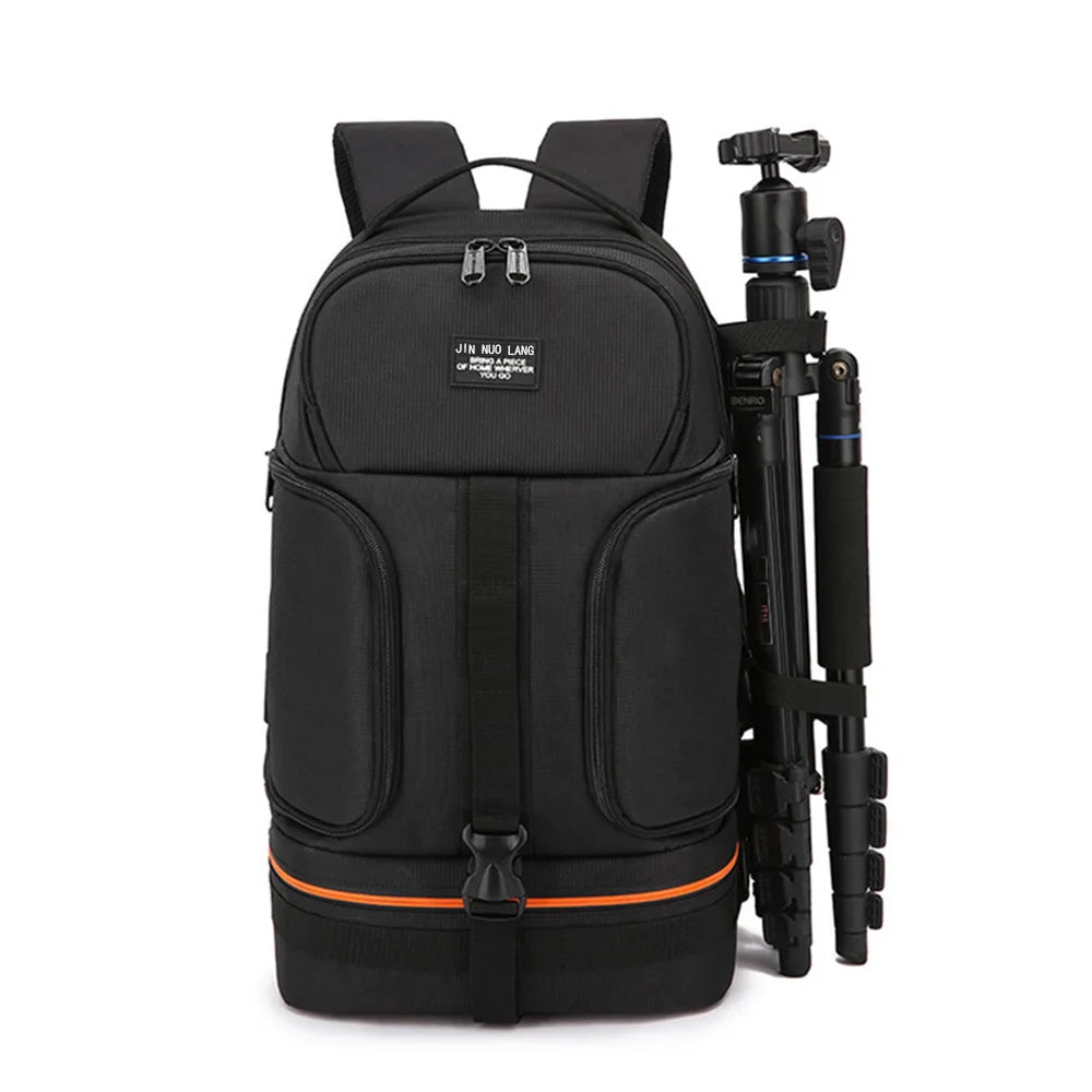 JINNUOLANG Professional Digital SLR Camera Backpack Large Photography Bag Tripod Holder Waterproof Rain Cover Outdoor Hiking