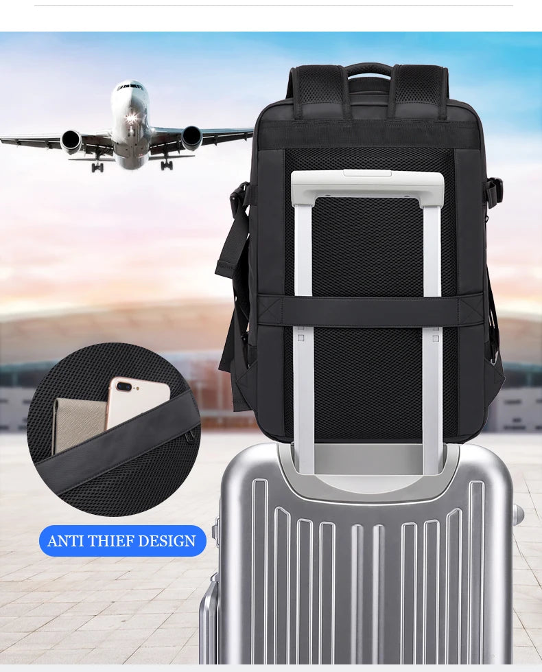 BANGE Aesthetic Men Business Backpack School Expandable USB Bag, Large Capacity 17.3 Laptop Waterproof Fashion Travel Backpack