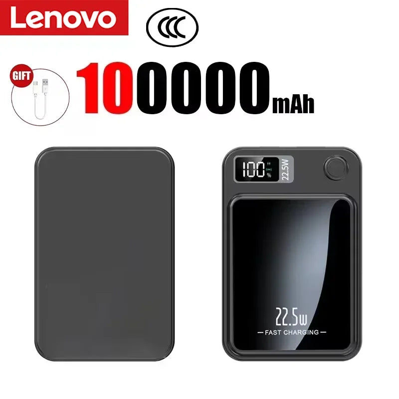 Lenovo New 500000mAh Magnetic Power Bank Fast Wireless Charging Portable Auxiliary Battery for MagSafe Samsung Huawei iPhone
