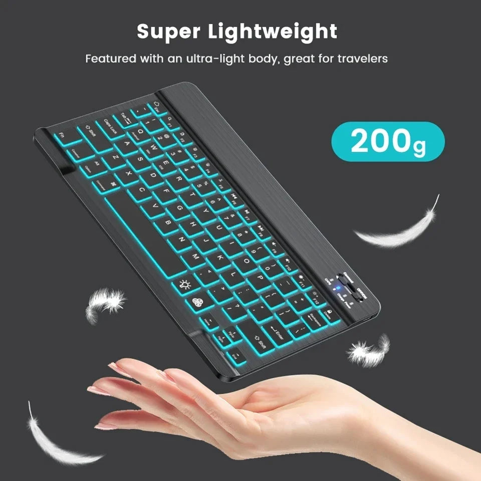 RGB Bluetooth Keyboard And Mouse Set Mini Wireless Keyboard and Mouse Kit Rechargeable Russian Keyboards 10 Inch For iPad Tablet