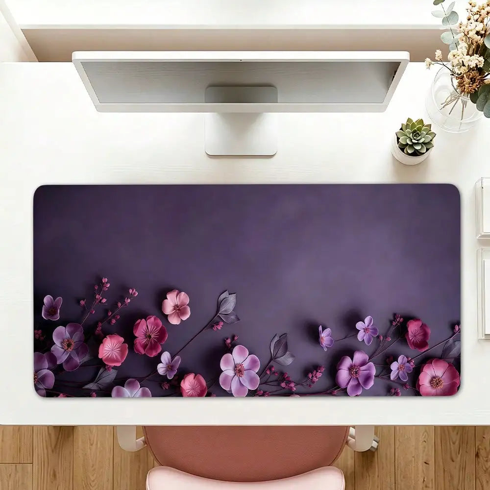 1pc, 31.50 X 11.81 Pink Floral Blossom Large Waterproof Mouse Pad, Antislip Desk Protector For Keyboard, Mouse, Smooth For Gaming, Desk Accessory, For Home