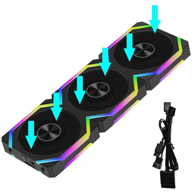 JUMPEAK CS120 ARGB Cooling Fan, 360mm/240mm, Modular Stackable Splicing PWM Silent RGB Fans For Gaming PC Case