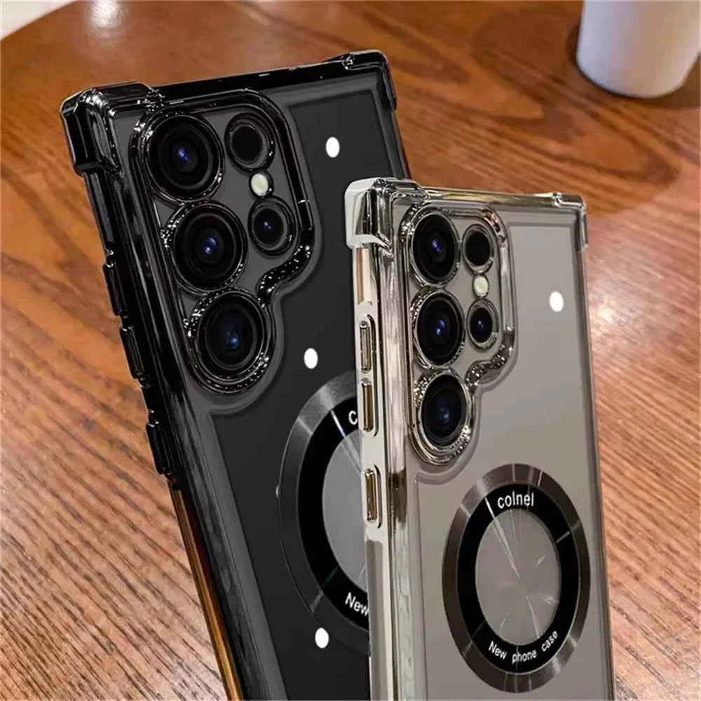 For Magsafe Plating Phone Cases For Samsung Galaxy S26 S25 S24 S23 S22 Ultra S21 Plus FE Note 20 Shockproof Clear Magnetic Cover