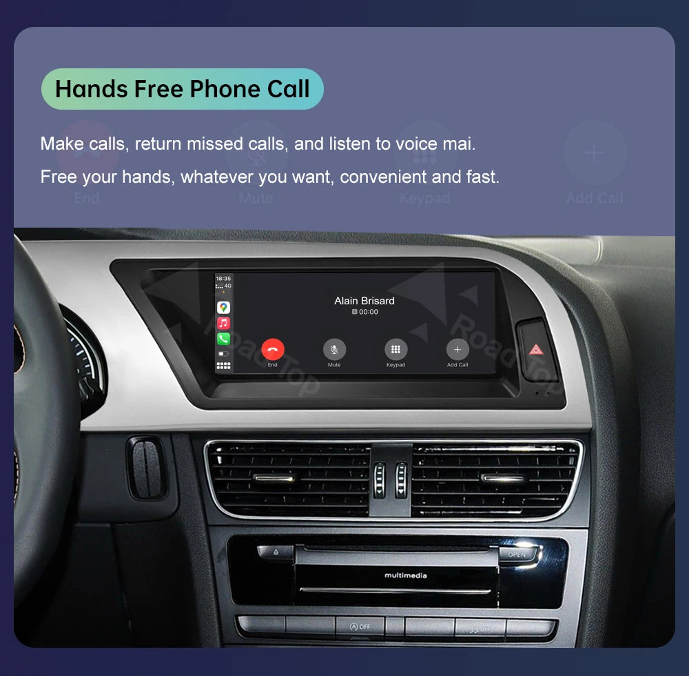 Road Top Radio Multimedia Linux Touch Screen For Audi A5 2008-2016 Wireless CarPlay Android Auto Airplay Car Player Function