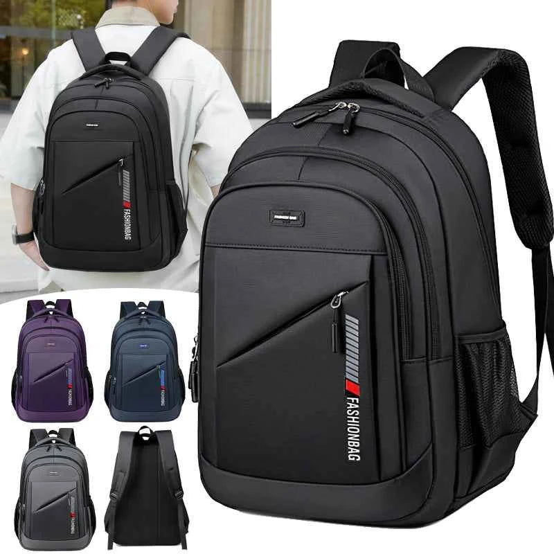 Men's large-capacity backpack, fashionable laptop bag, suitable for travel and business, equipped with secure zipper closure and