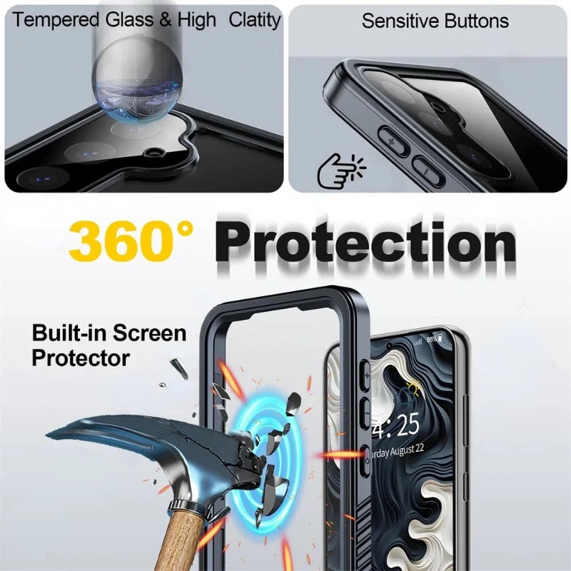 IP68 Waterproof Shockproof Case For Samsung Galaxy S26 S25 S24 S23 S22 S21 Ultra A54 5G Underwater Swimming Phone Luxury Cove